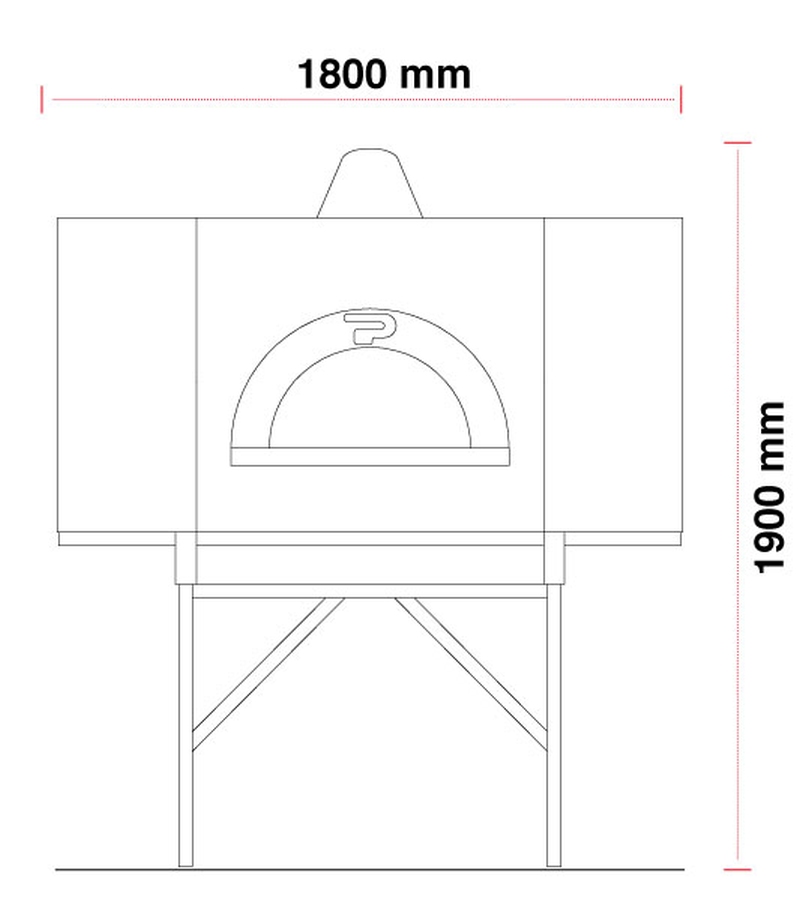 Holz Pizzaofen Pavesi RPM 140/160H | Backfläche statisch | Bis 11 Pizzen | B1800 x T1950 x H1900 mm